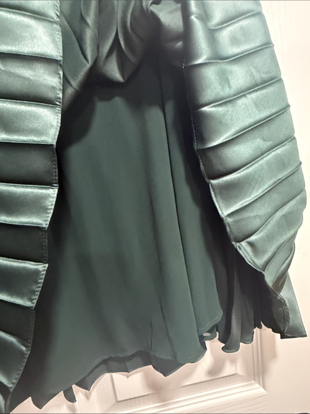 1. State Emerald Green Satin Pleated Midi Skirt - Picture 5 of 6